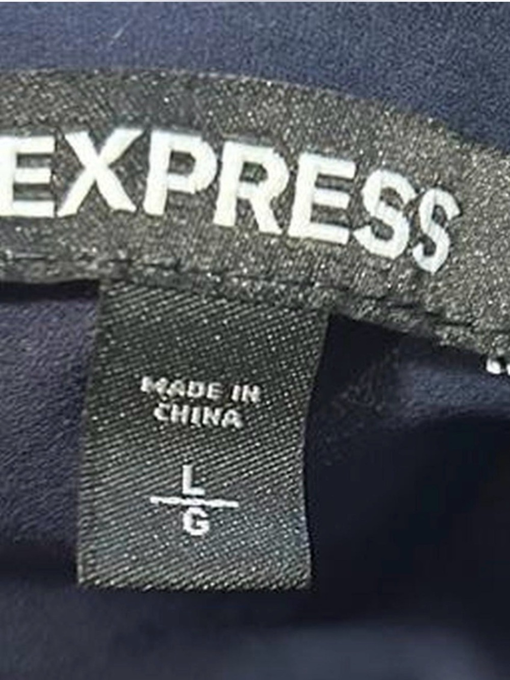Express Navy Ruffle Tie-Neck One-Piece - Picture 2 of 6